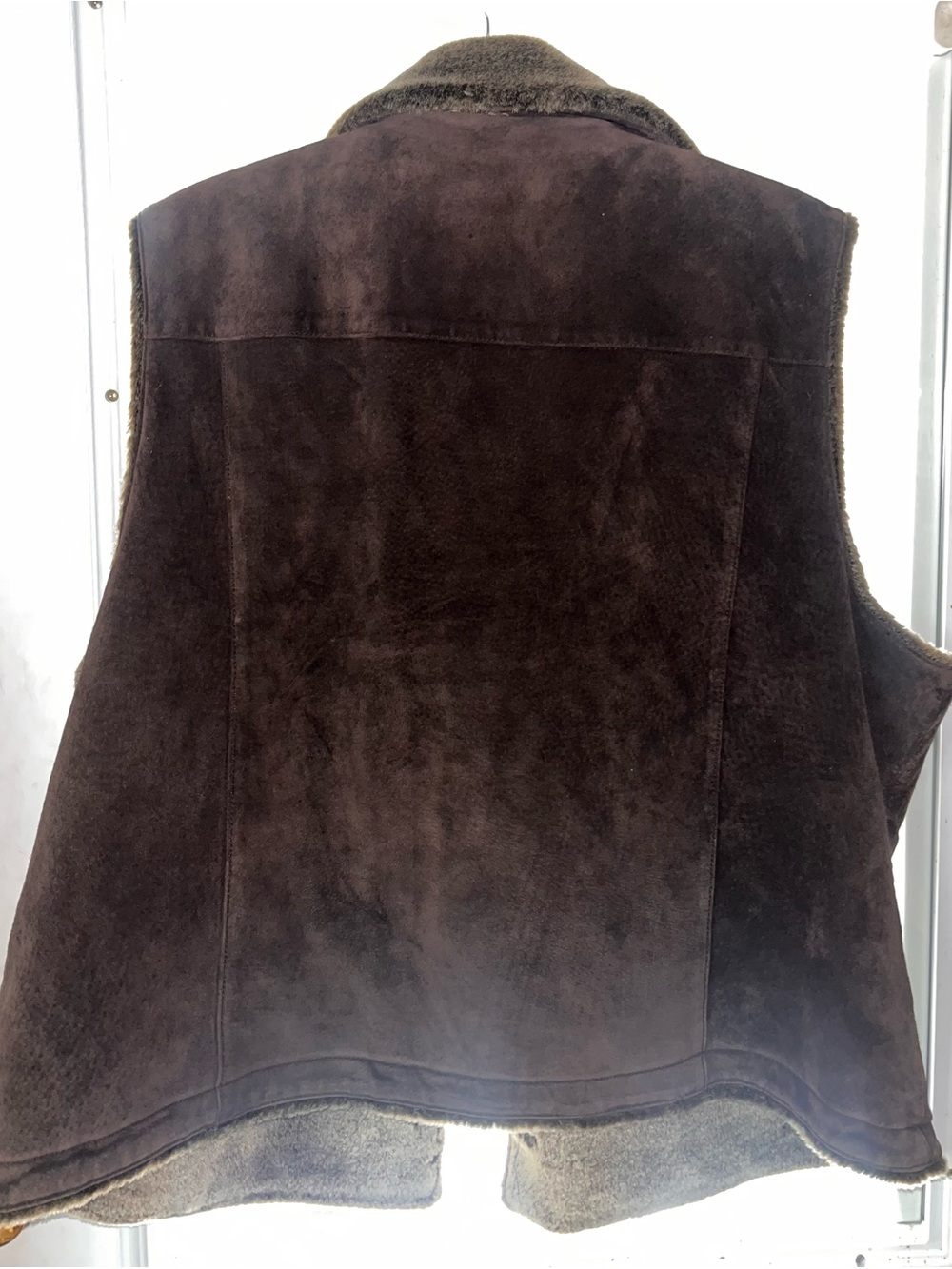 Eddie Bauer Dark Brown Suede Shearling Vest